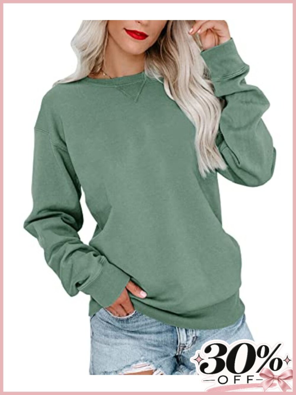 Womens Cotton Blend Crew Neck Long Sleeve Sweatshirt Pullover Relaxed Fit